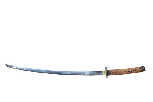 Japanese samurai sword blade or katana on white background