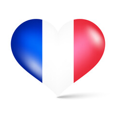 3d glossy heart shape national flag of France vector illustration