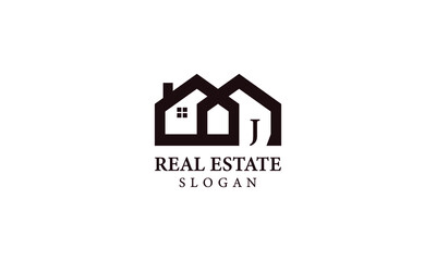 Alphabet J Real Estate Monogram Vector Logo Design, Letter J House Icon Template