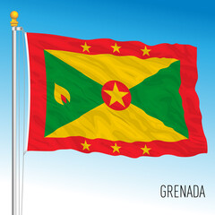 Grenada official national flag, american country, vector illustration