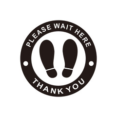please wait here or stand here sign vector illustration