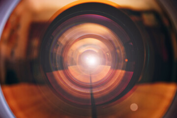Camera lens with lense reflections.
