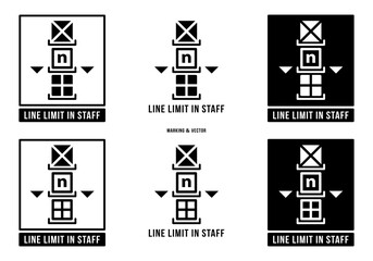 A set of manipulation symbols for packaging cargo products and goods. Marking - Line limit in staff. Limit on the number of stacked tiers. Vector elements.