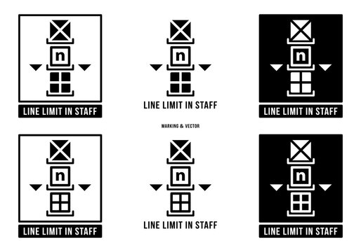 A Set Of Manipulation Symbols For Packaging Cargo Products And Goods. Marking - Line Limit In Staff. Limit On The Number Of Stacked Tiers. Vector Elements.