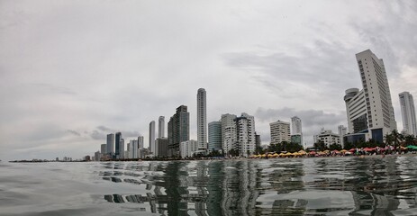 Beach and Downtown of  Cartagena in Colombia 