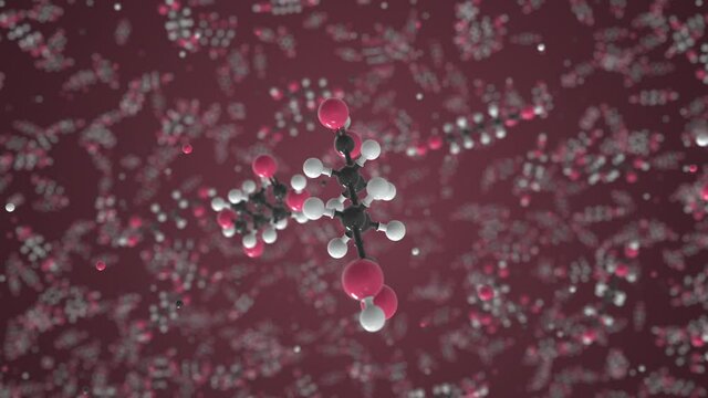 Adipic acid molecule. Conceptual molecular model. Chemical looping 3d animation