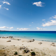 Fototapeta na wymiar Turquoise water in Falasarna bay on the west coast of the Greek island of Crete