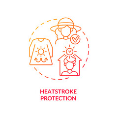 Obraz premium Heatstroke protection concept icon. Summer beach safety abstract idea thin line illustration. Spending time in air-conditioned space. Wearing wide-brimmed hat. Vector isolated outline color drawing