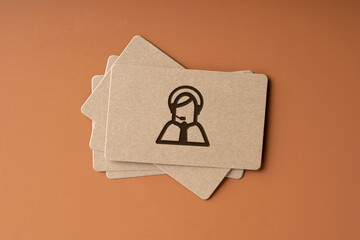 Plain name card for Contact us icon for global business concept