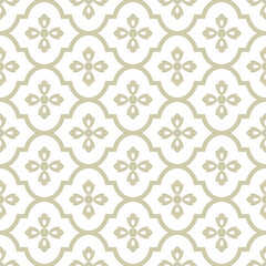 Abstract pattern in Arabian style. Seamless vector background. Gold and white texture. Graphic modern pattern.