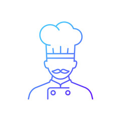 Ship cook gradient linear vector icon. Making meals during traveling. Serving eatery for customers. Thin line color symbols. Modern style pictogram. Vector isolated outline drawing