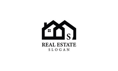 Alphabet S Real Estate Monogram Vector Logo Design, Letter S House Icon Template