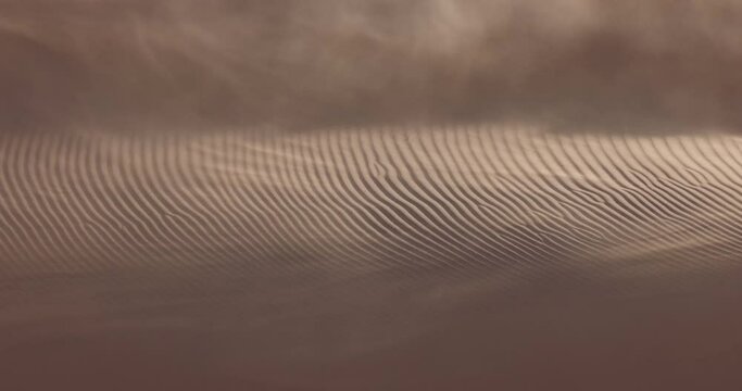 Drought. Climate change.Climate emergency.Global warming.Wind blowing sand across ripple textured patterened sand dunes