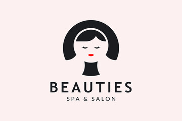 Beauty woman face Logo design for cosmetic,spa aesthetic and salon.