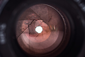 Camera lens with lense reflections.