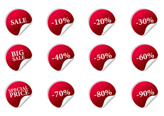 Creative vector illustration of sale badges, price sticker, discount tag set isolated on background. Art design sale special offers template. Concept discount offer price tag, big friday label