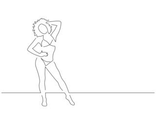 Woman in swimsuit line drawing, vector illustration design. Summer collection.