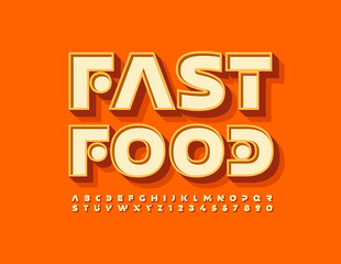 Vector trendy Sign Tasty Food for Cafe, Menu, Restaurant. Modern 3D  Font. Creative Alphabet Letters and Numbers set