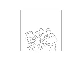 Family on holidays line drawing, vector illustration design. Summer collection.