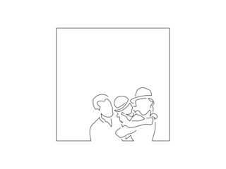 Family on holidays line drawing, vector illustration design. Summer collection.