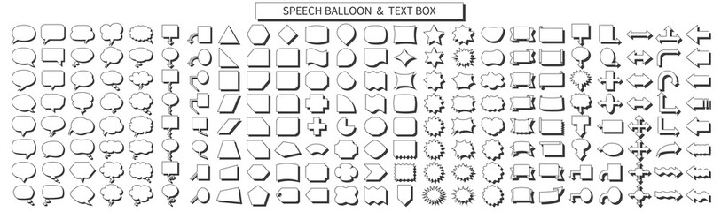 Speech bubble and text box sets of various shapes