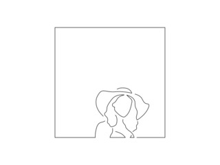 Woman wearing a hat line drawing, vector illustration design. Summer collection.