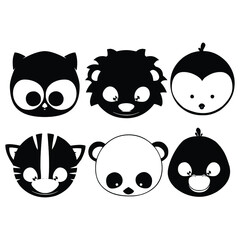 Fototapeta premium set of funny cartoon animals silhouette design