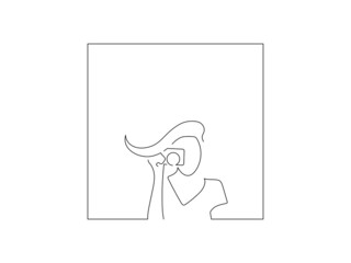 Woman holding a camera line drawing, vector illustration design. Summer collection.