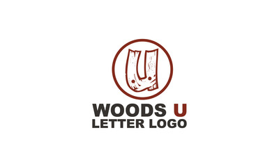 Abstract letter u logo with wood veins logo vector icon illustration concept. Wood and timber texture symbol logo.
 modern and creative logo design.
