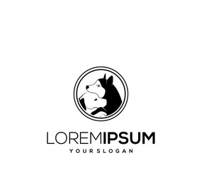 silhouette logo design family dog