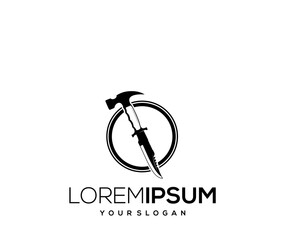 Fototapeta premium silhouette logo design knife and hammer
