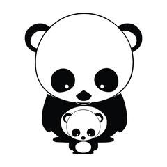 panda with child silhouette design  minimalist