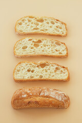 Italian ciabatta bread, sliced