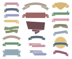 collection of colorful vintage retro style banners and ribbons isolated on white background, vector illustration