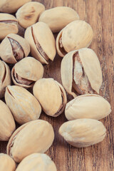 Pistachio nuts containing vitamins and minerals. Healthy eating