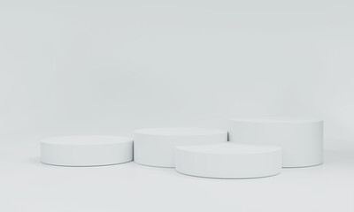 3d rendering, white stage products white background can be used  background for cosmetic or any product things banner design