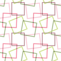Seamless Pattern with Pastel Square Design on White Background