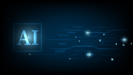 AI wording with hi-tech technology circuit design. concept innovation.