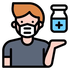 Man with Vaccine bottle icon, Vaccine Development related vector