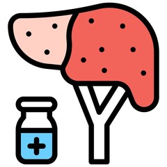 Liver with Vaccine icon, Vaccine Development related vector