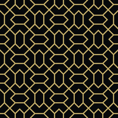 Abstract geometric pattern with lines, A seamless background. gold and black texture. Graphic modern pattern