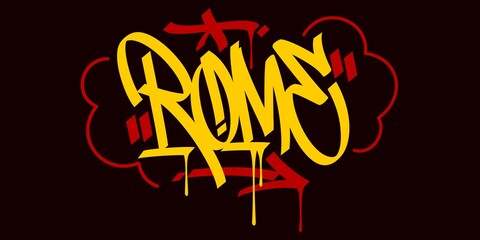 Rome Abstract Hip Hop Urban Hand Written Graffiti Style Vector Illustration Calligraphy Art - obrazy, fototapety, plakaty