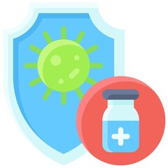 Shield and Vaccine icon, Vaccine Development related vector