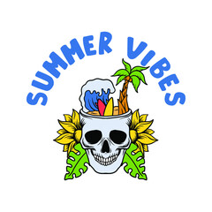 Skull summer beach vector art