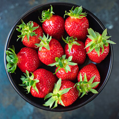 Strawberry berries ripe  sweet dessert organic copy space food background rustic top view food