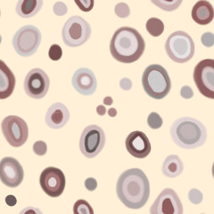 Seamless abstract pattern. Ovals, circles, pastel drawing, brown, beige, gray pastel spots.
