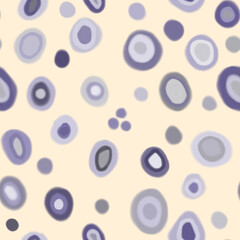 Seamless abstract pattern. Ovals, circles, pastel drawing, lilac, gray pastel spots.
