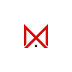 Minimalist roof real estate logo initials M