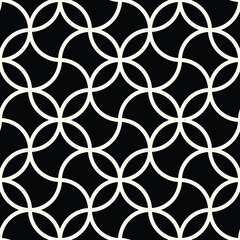 Abstract geometric Seamless pattern with crossing circles. Symmetric Circular ornament wallpaper.