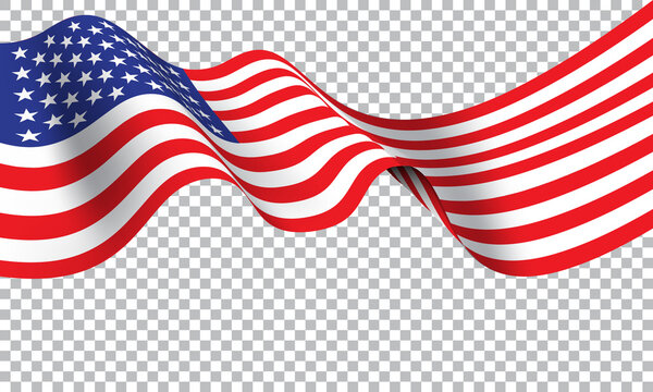 United state of America flag wave on transparent background vector illustration.